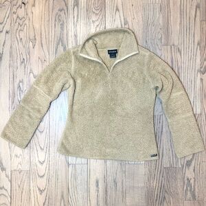 Athleta Women’s Camel Sherpa 1/4 Zip Pullover Fuzzy Warm Sweater Size Medium